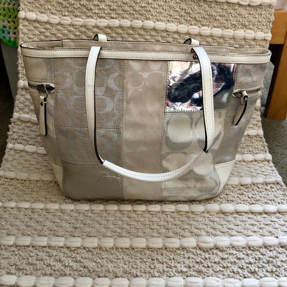 Coach Handbags - Coach White Silver Tote Bag